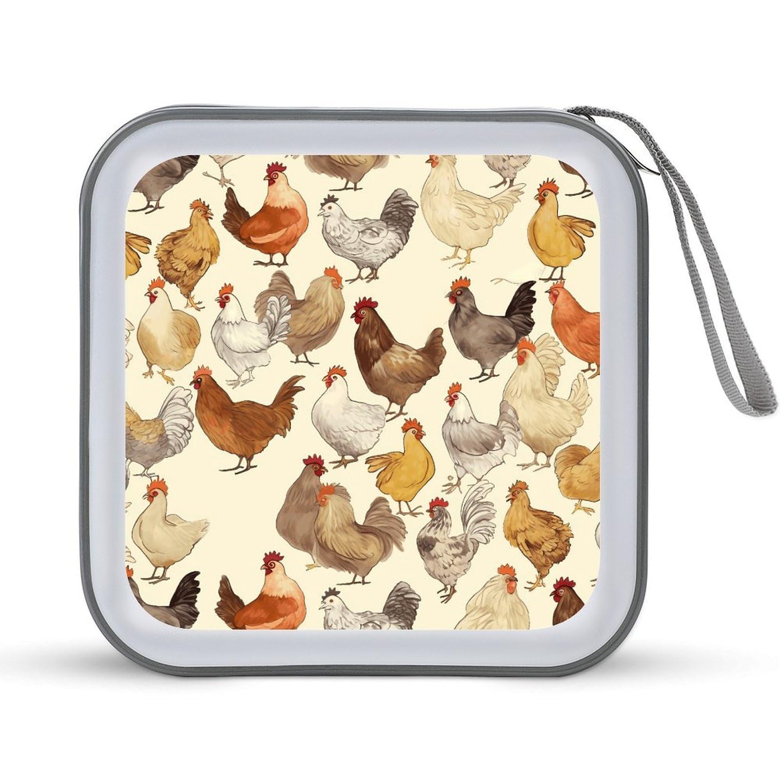 VstaDank A Brood of Chickens CD Case with Hand Strap Lightweight DVD Wallet Holder 40 Capacity CD/DVD Case Wallet Protective CD Wallet CD/DVD Portable Storage Binder for Car Home Office