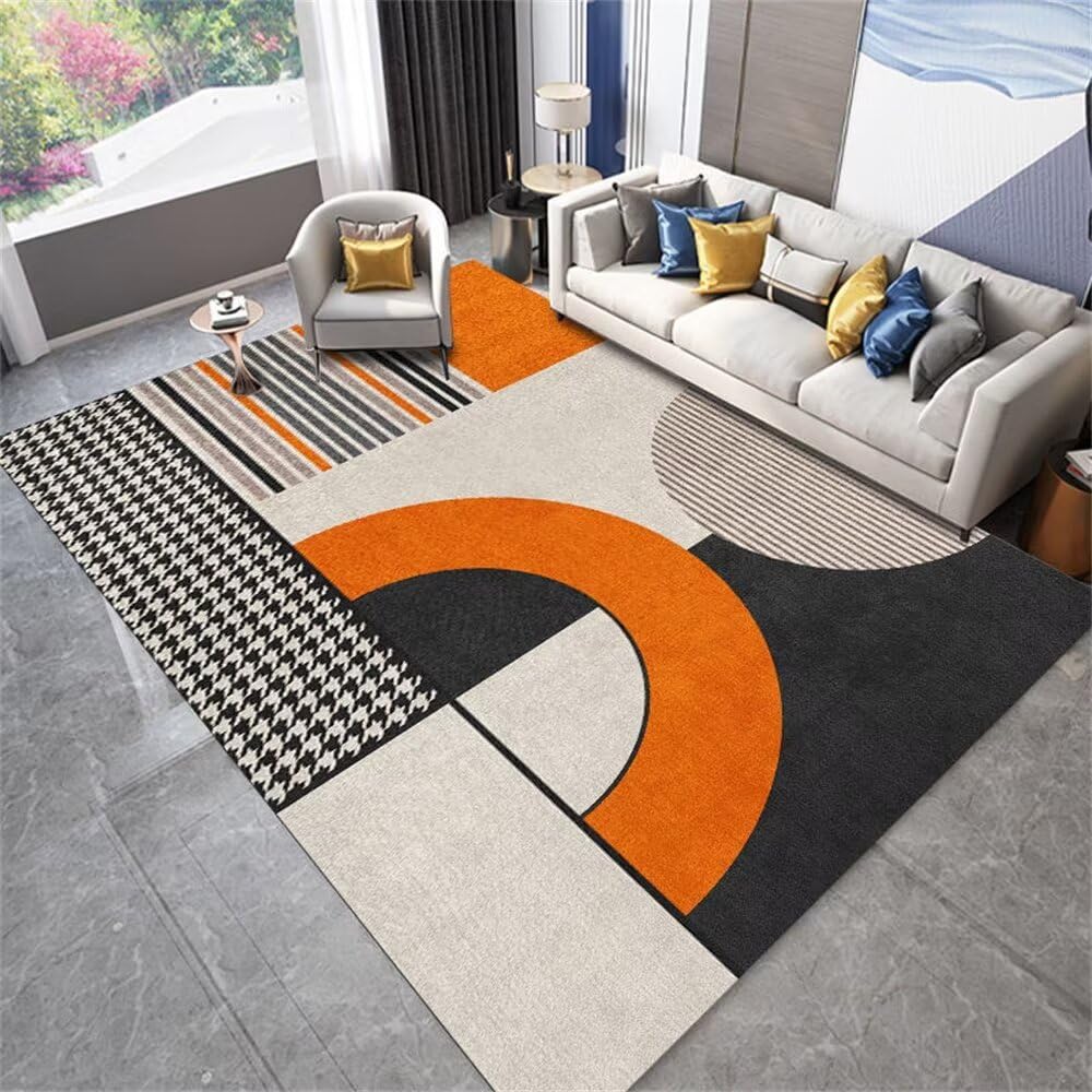 Tapis à poils ras orange lavable pour simplifier l'entretien