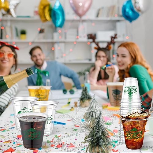Miniatura 5 de Paquete de 100 vasos desechables de graduación de 12 onzas de plástico desechables para la clase de 2023 Felicidades graduadas elegantes suministros