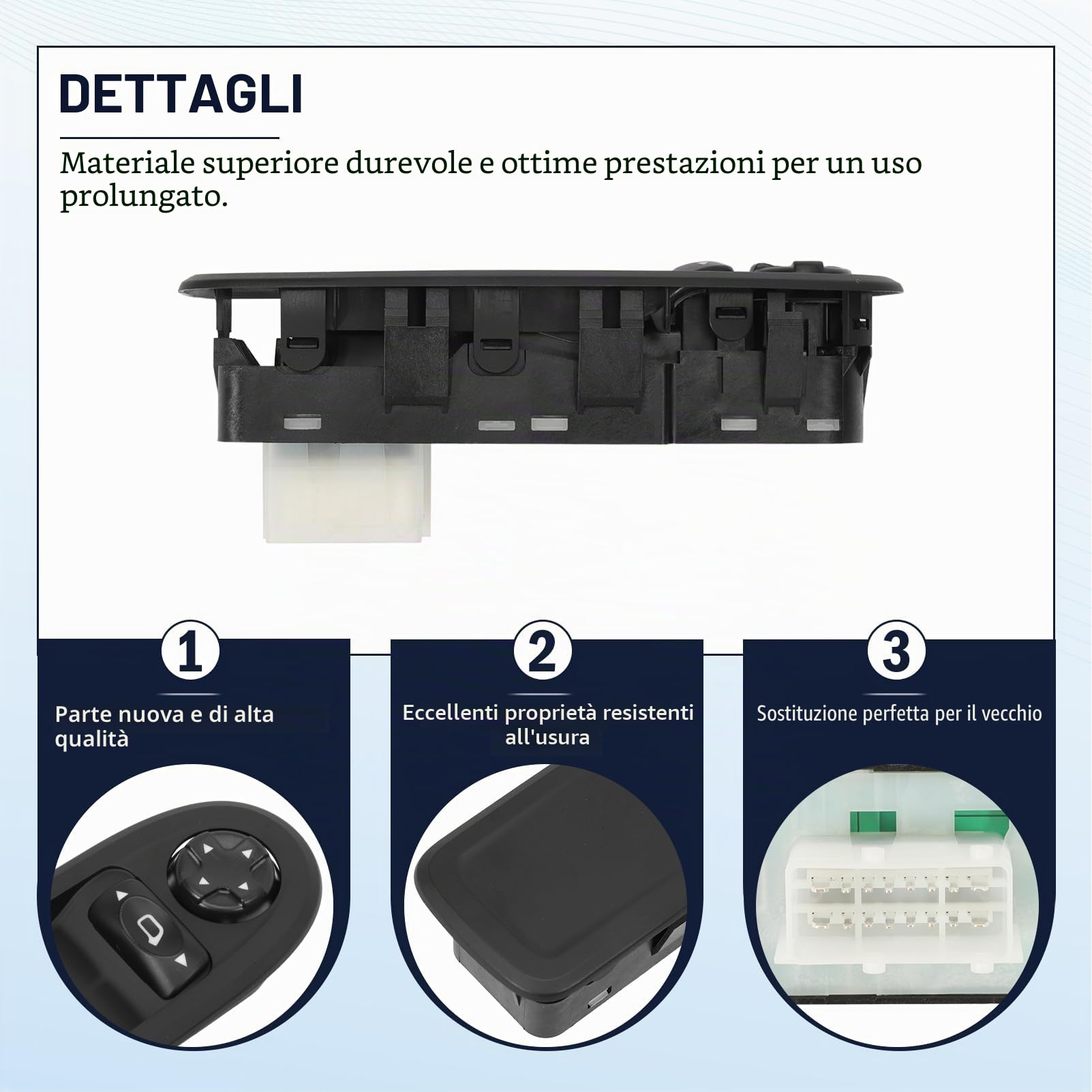 Pulsante alzacristallo elettrico anteriore sinistro (lato conducente) compatibile con C3 II Interruttore di comando alzacristallo 6490CF 96770814ZD