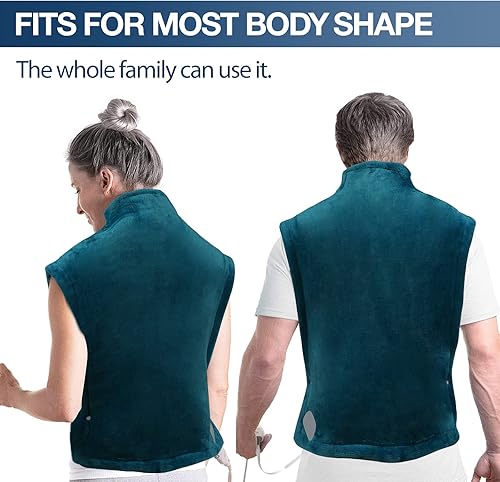 Vista 6 de DAILYLIFE Almohadilla térmica para cuello, hombros y espalda, almohadilla térmica eléctrica para aliviar el dolor de espalda, 6 ajustes