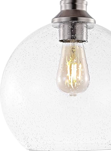 Miniatura 3 de Eyely EYL7566A Arthur 9.75 pulgadas 1 luz bohemia estilo granja de hierrovidrio semillado LED montaje semiempotrado para comedor, cocina y sala de