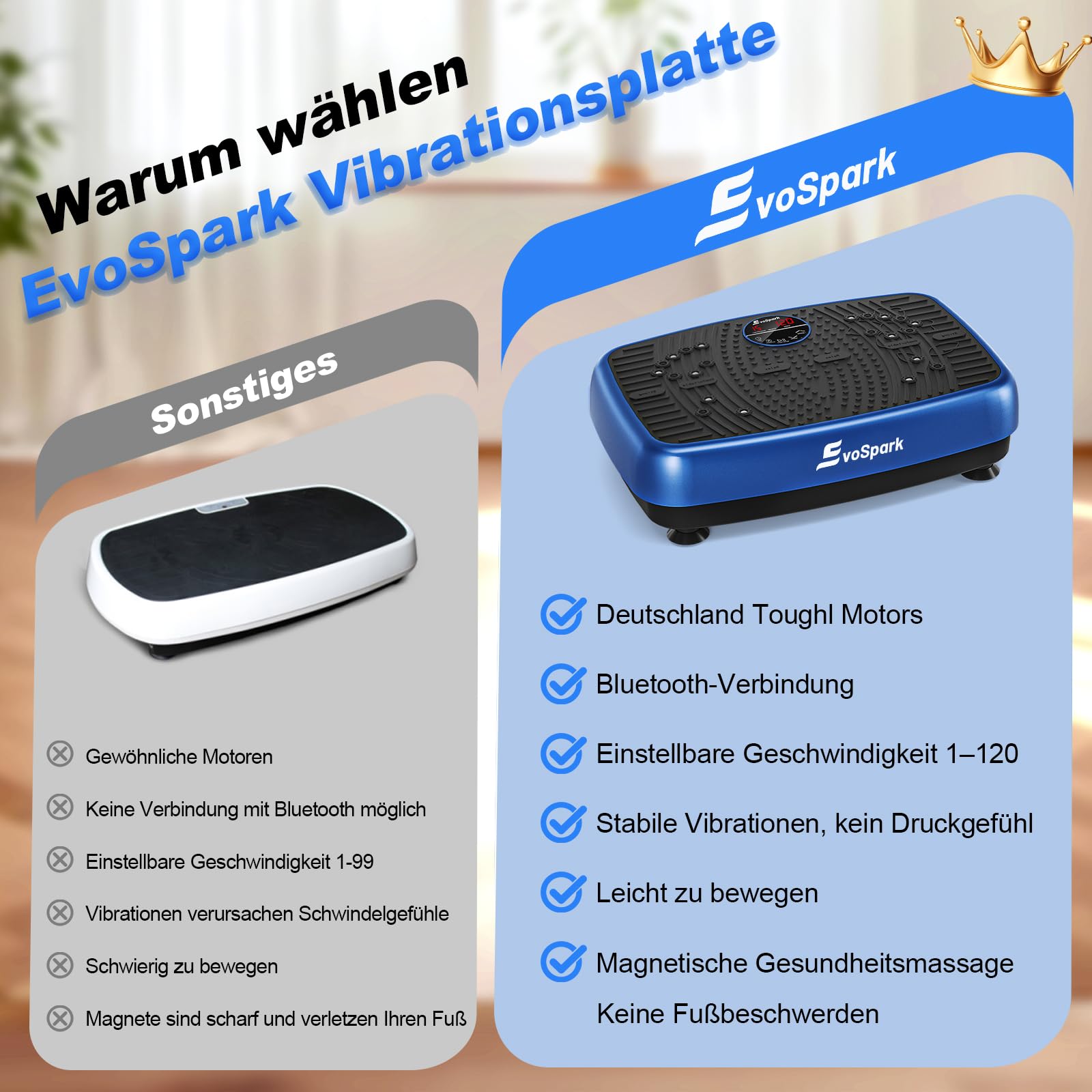 Vibrationsplatte, EvoSpark Vibrationsplatte Testsieger 2025 Verbesserte mit Doppelmotoren für Abnehmen, Ganzkörpertraining - Massagegerät, 450 LBS Power Plate Vibrationsboard für Home Workout