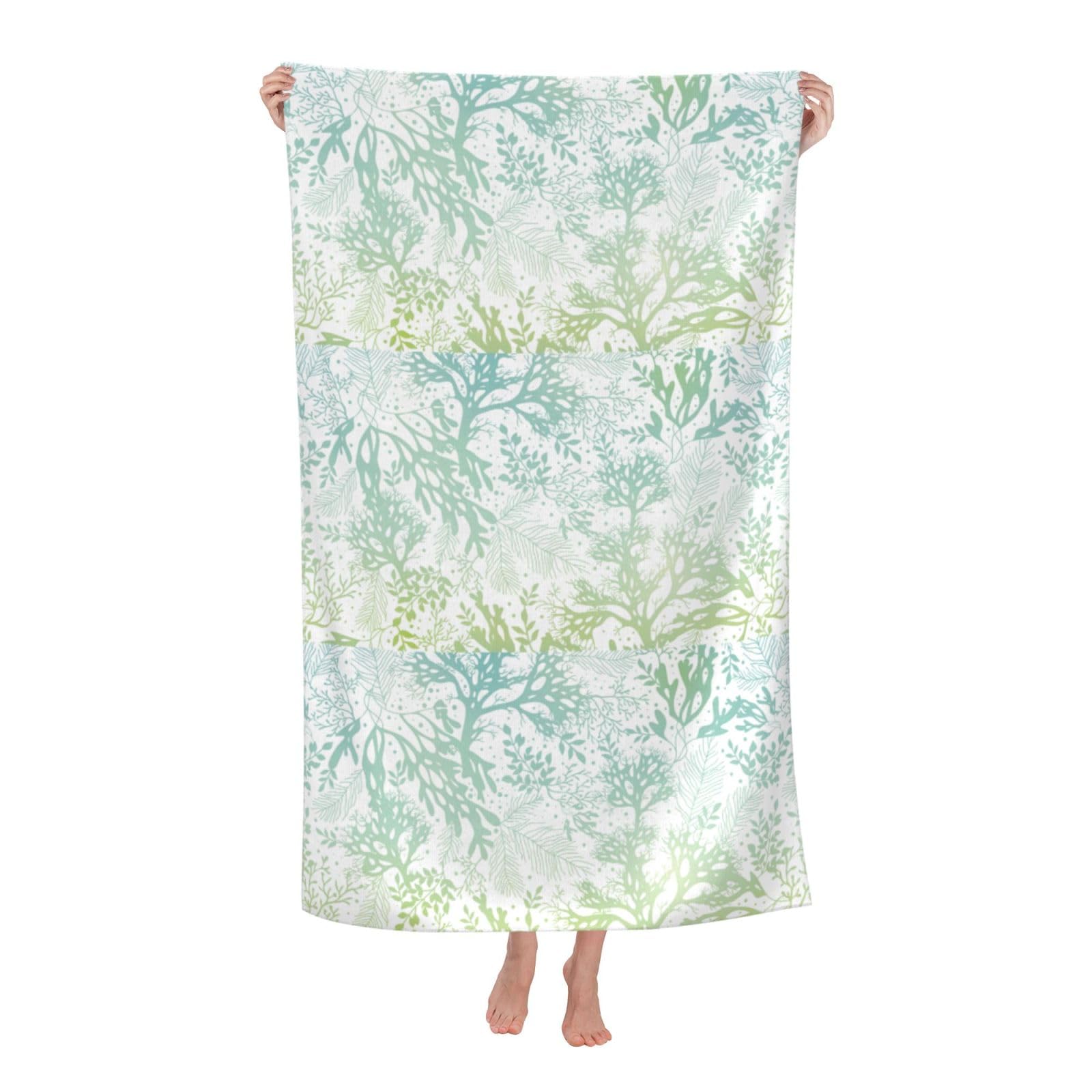 Cbaaghh Green Sea Blue Seaweed Print Adult Beach Towels,Beach & Pool Towel,Beach Towels,Towels For Camping