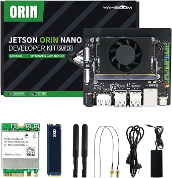 Yahboom Jetson Orin Nano 4GB RAM 34Tops Development Board Kit | Support Super with 256GB SSD, Wireless Network Card, Power Supply Orin Nano 4GB SUB Developer Kit