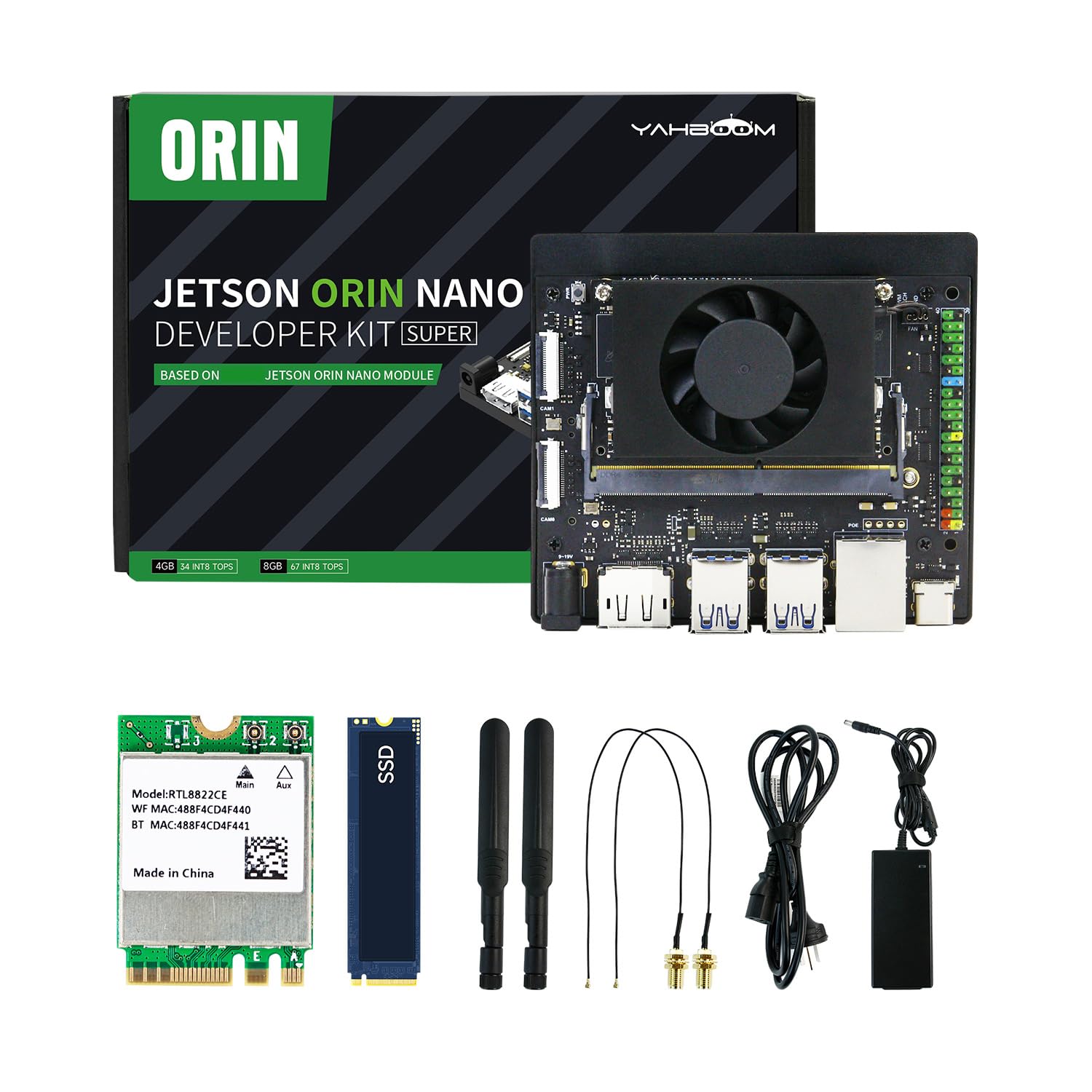 Yahboom Jetson Orin Nano Super 8GB RAM Development Kit 67 Tops,256G SSD Ubuntu 22.04 System Artificial Intelligence Robot Kit Provide ROS2 Data (Orin Nano 8GB Basic Kit) — view 10