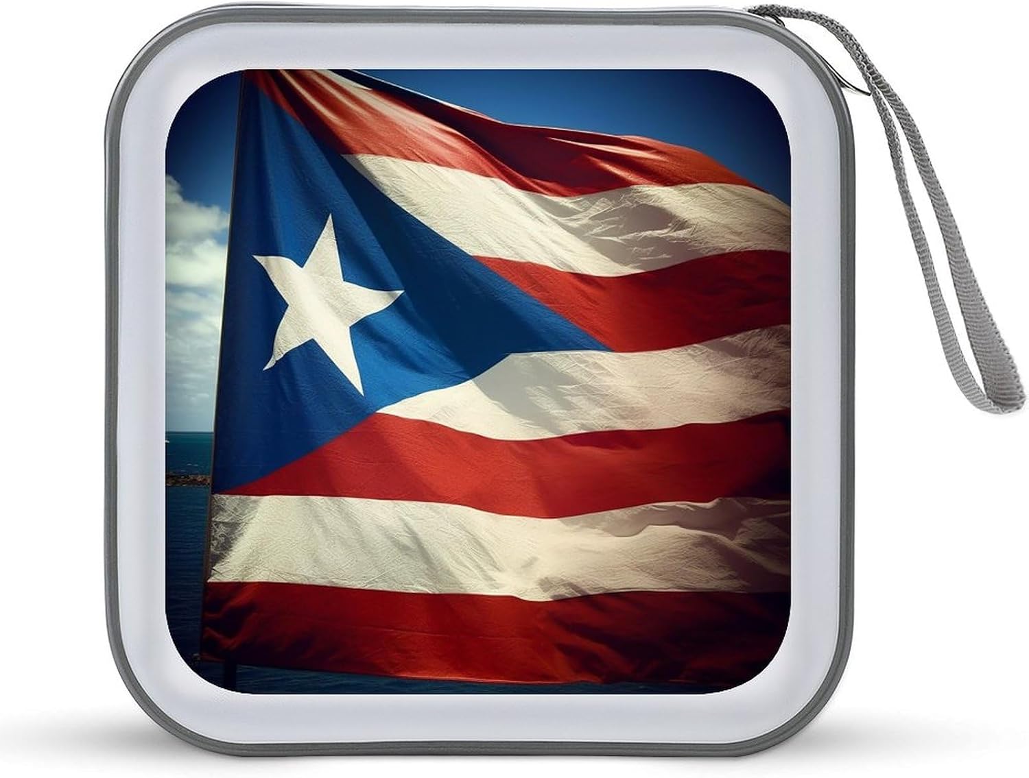 40-sheet Capacity CD Case Storage Bag,Puerto Rico Wallpaper Flag Printed Large Capacity CD Protective Storage Organizer Portable DVD Case for Car, Home,Office,Travel