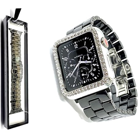 Amazon Royce Roland ダイヤ セラミック アップルウォッチ 高級 ベルト カバー バンド ベゼル Apple Watch シリーズ Series 5 4 3 2 1 レディース メンズ 42 44mm ベルト ブラック スマートウォッチアクセサリ 通販