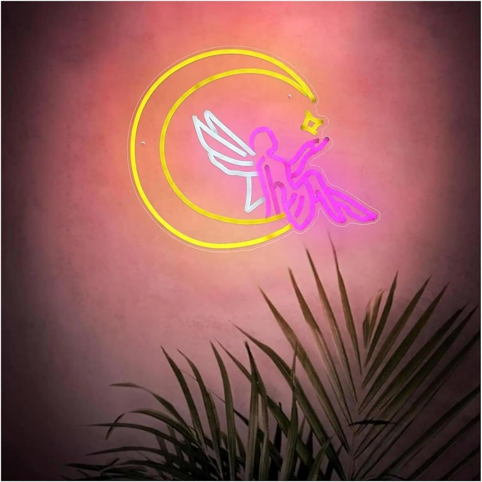 Per insegna al Per neon con retro Moon Fairy, luce variabile per camera da letto