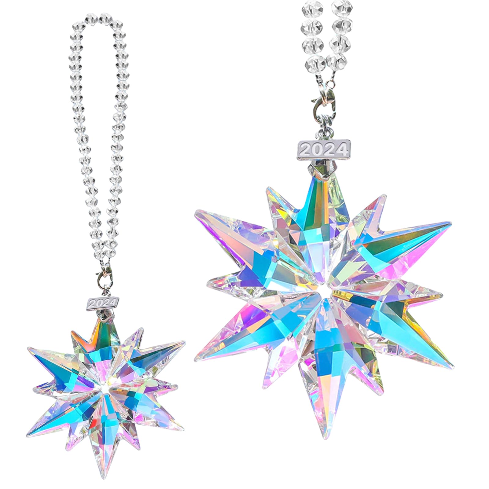 Cosmeria Adornos navideños 2024, estrella de copo de nieve de cristal, adornos de cristal brillantes para árbol de Navidad, hermosas decoraciones navideñas para mujeres y niñas