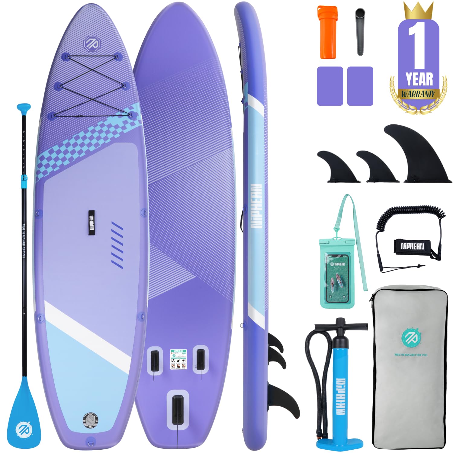 Niphean Inflatable Paddle Board with Accessories 10'6''/7'6''Stable SUP
