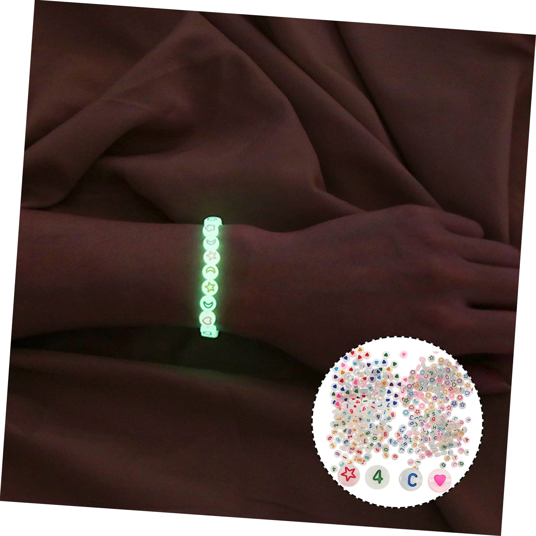 5stücke Leuchtende Acrylperlen Für -schmuck Bunte Herz Buchstaben Muster Und Zahlenperlen Handgemachte Bastelperlen Für Armbänder Und Schlüsselanhänger