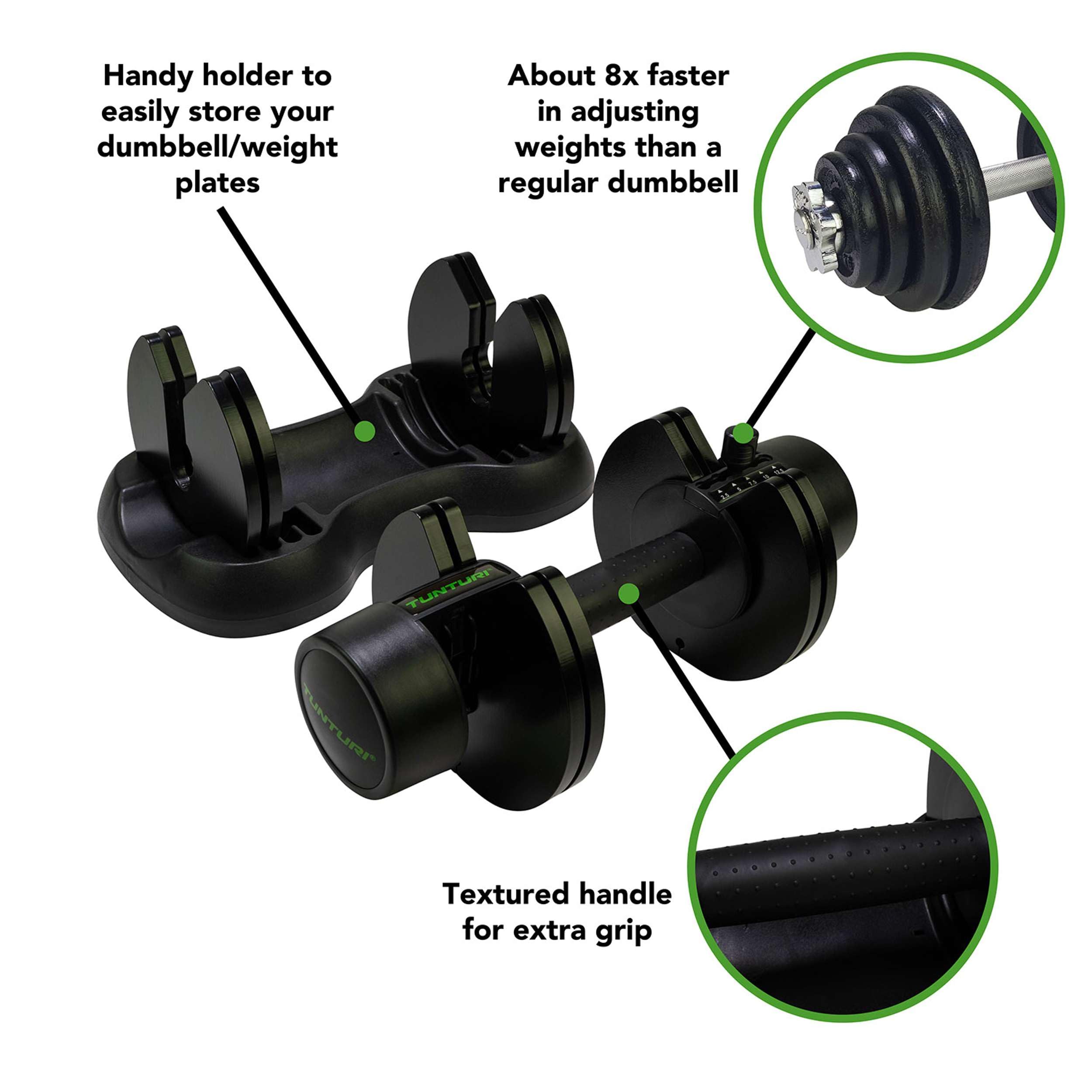 Tunturi Selector Dumbbell - Mancuerna ajustable con incrementos de hasta 12,5 kg, 2,5 kg