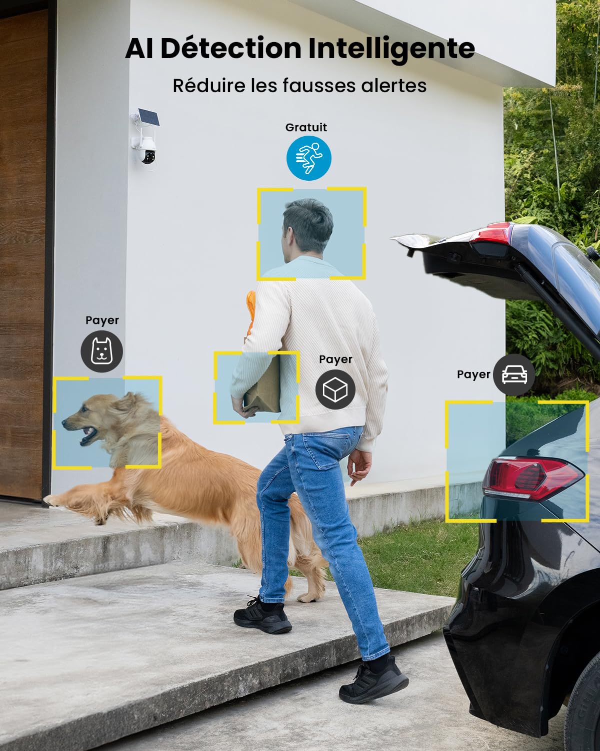 ieGeek 2K Caméra Surveillance WiFi Extérieure sans Fil 3MP 360° PTZ Solaire 15M Nocturne Couleur PIR/AI Détection Audio Bidirectionnel Alexa WiFi6 IP66