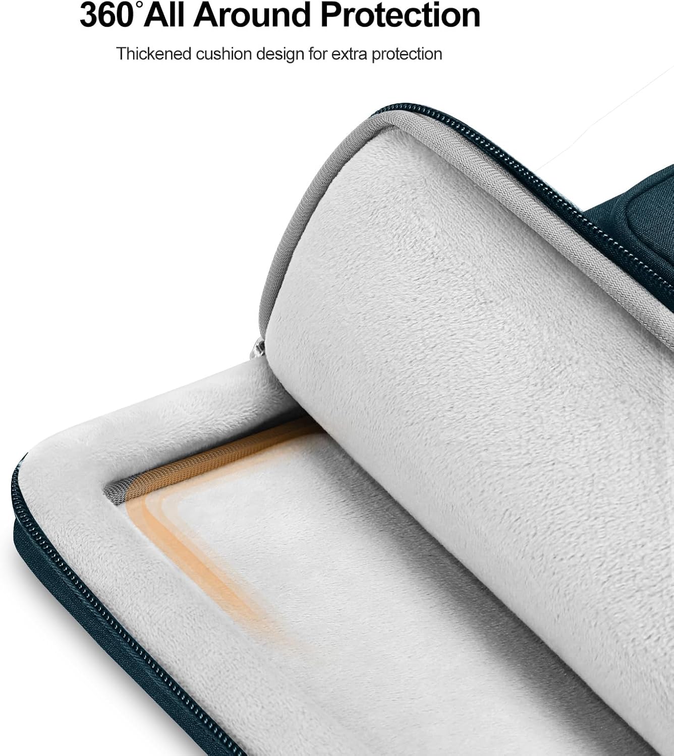 MOSISO 360 Protective Laptop Bag, 15.6 inch Computer Bag Compatible with MacBook Pro 16, HP, Dell, Asus Notebook, Side Open Sleeve with 2 Rectangle Zipper Pockets&Extendable Handle, Teal Green - Image 4