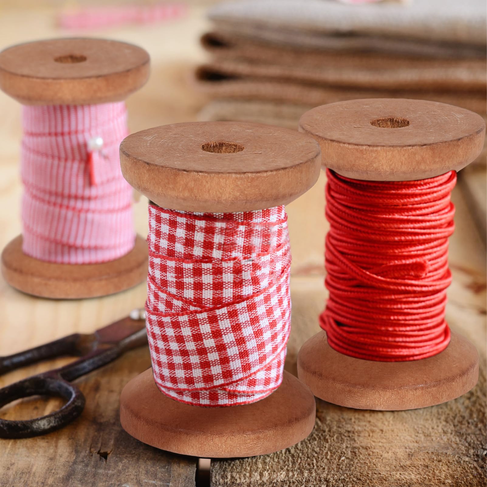 Sewroro 100pièces Spools Bois Vides Pour Couture Supports à Fil Et Ruban Accessoires De Filage Couleur Châtaigne