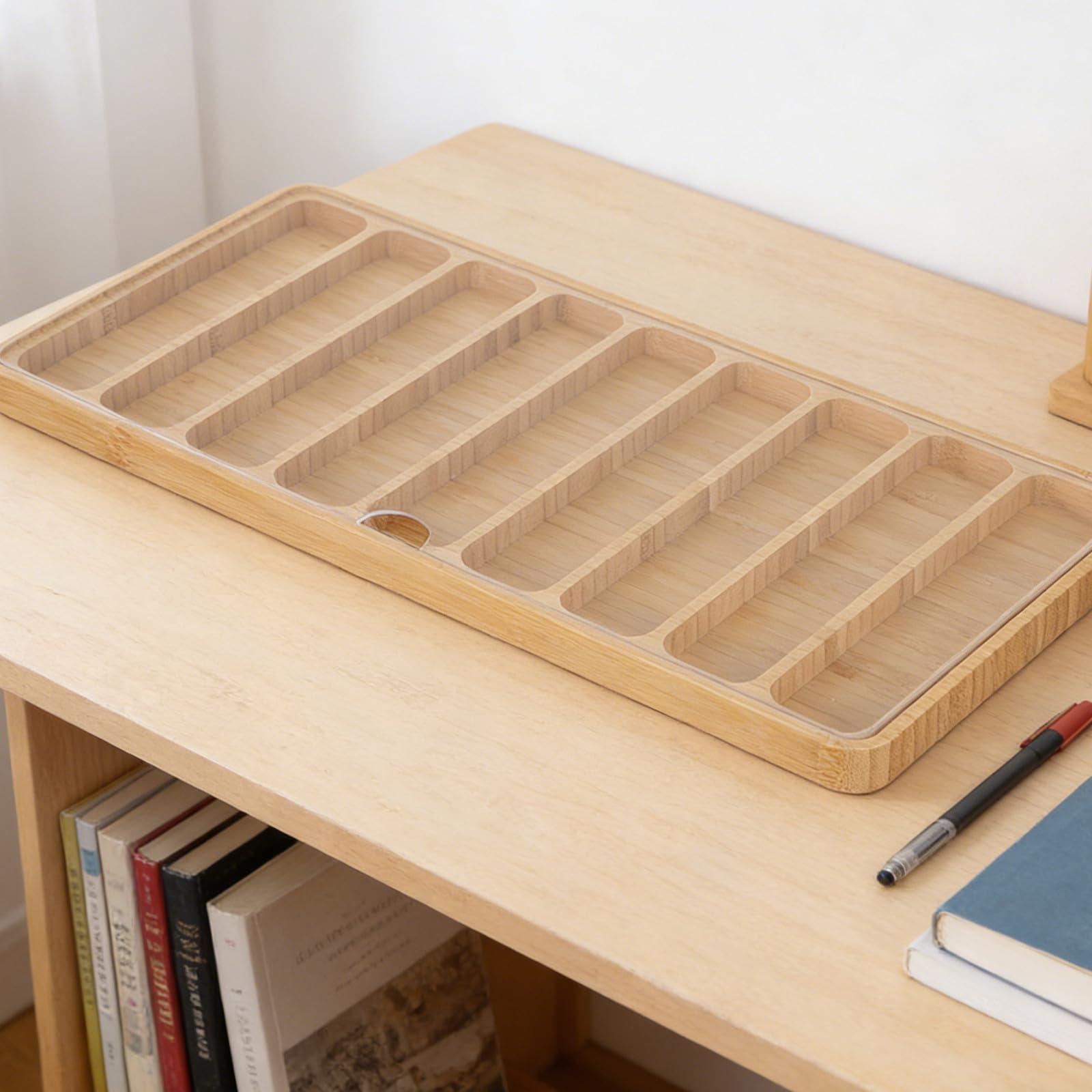 Toyvian Organizador de Correas de Reloj de Bambú 9 Ranuras y Tapa Acrílica, Caja para Correas que Protege del Polvo, Adecuado para Tiendas y Cumpleaños