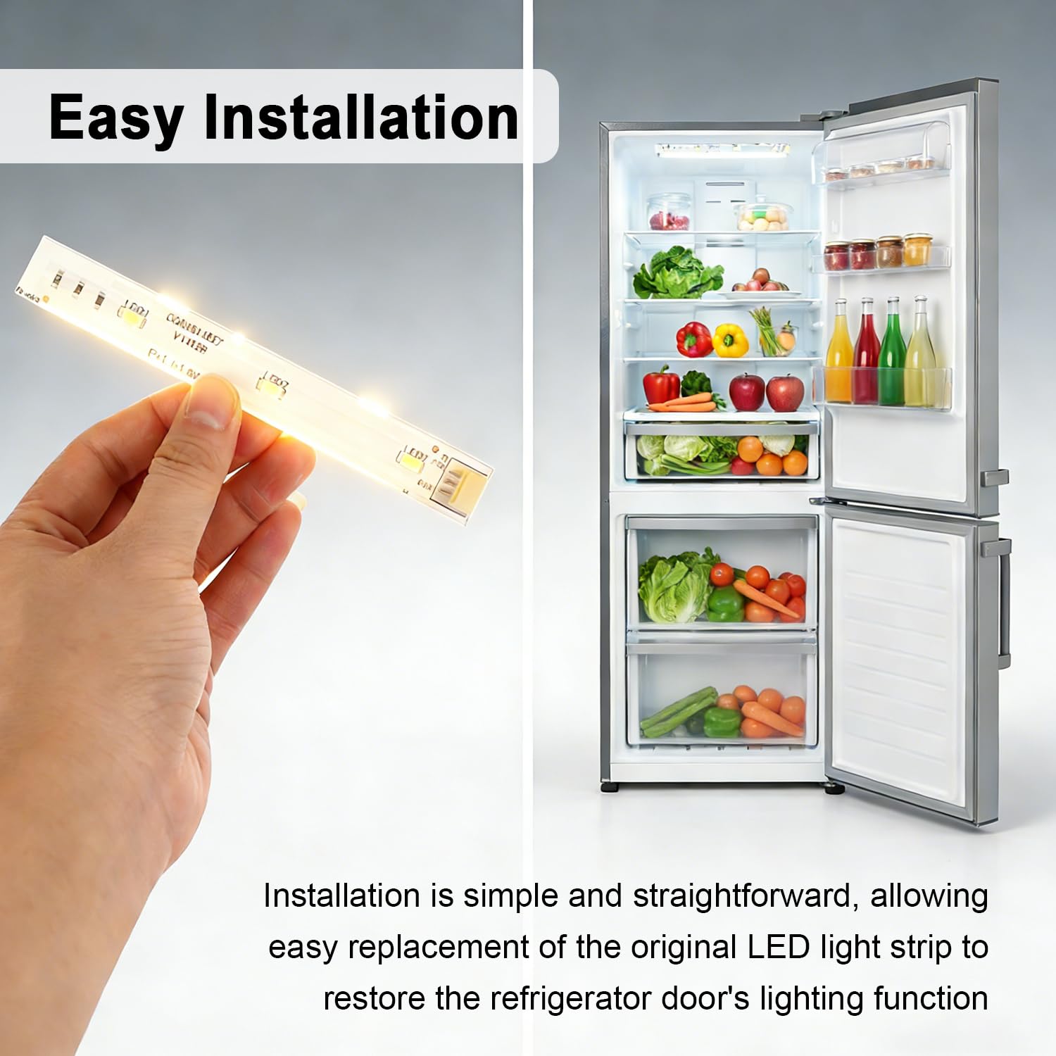 Tira de Luz LED Frigorifico, para refrigerador Haier BCD-575WDBI, pieza de repuesto 0064001827, Iluminación para Frigoríficos,2 piezas - 5