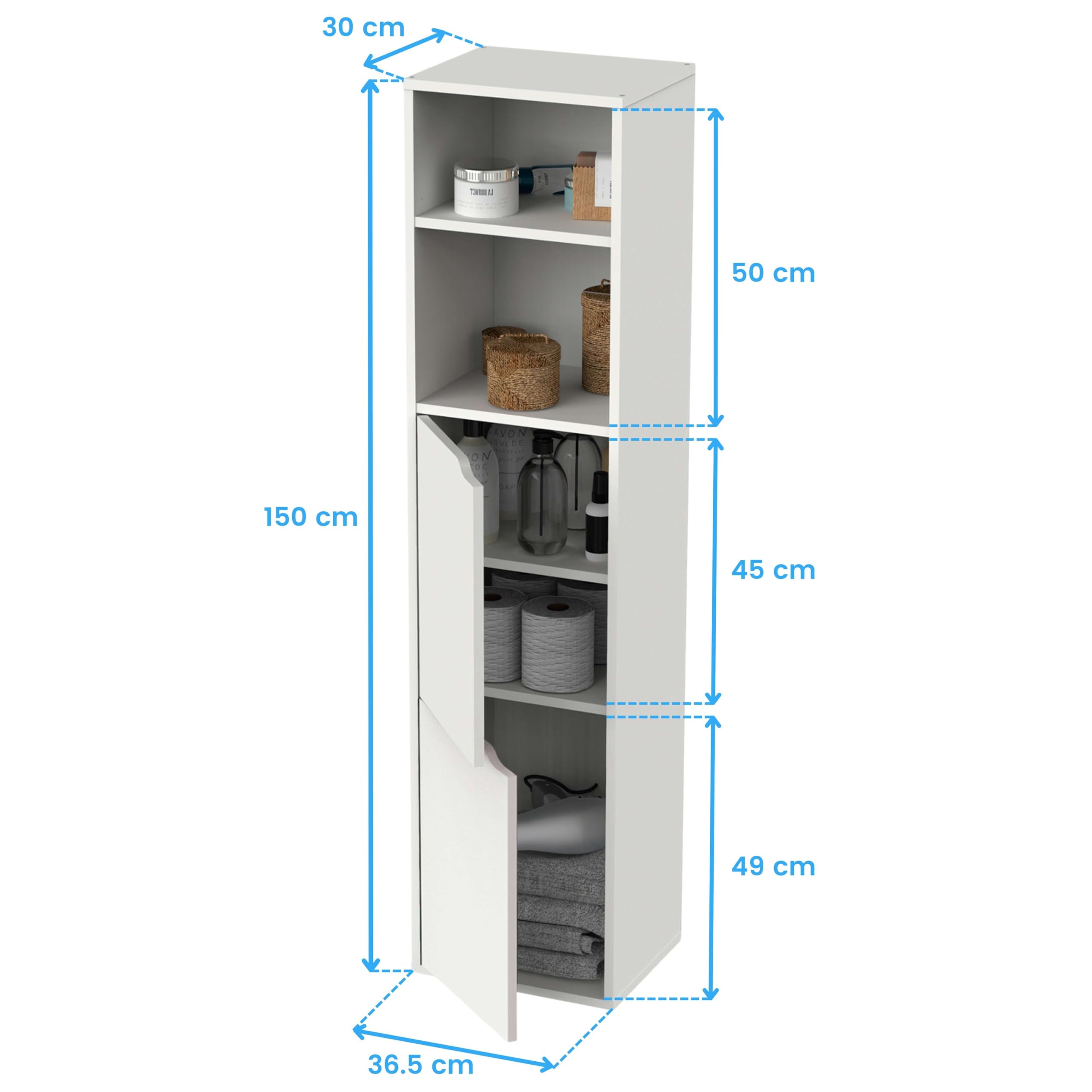 Miroytengo Columna para Baño Suspendida Nadia Color Roble Gold o Blanco 2 Cajones 2 Armarios 150x37x30 cm