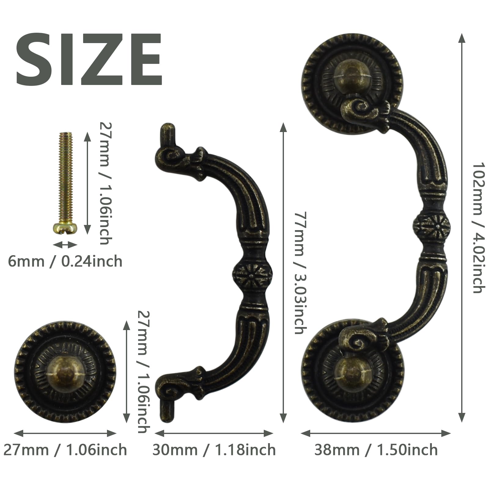Vintage Bronze Drawer Pulls - 2 Pack -2 Vintage Bronze Drawer Pulls - 2 Pack -2