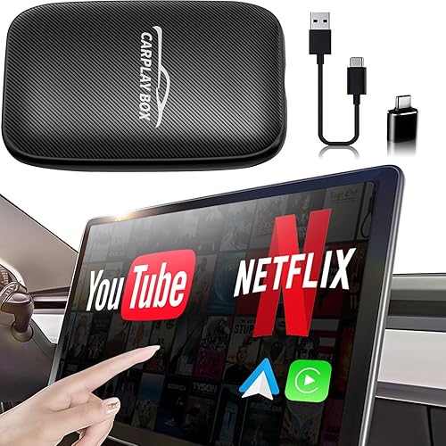 Flgocexs Wireless Carplay Adapter - 3 in 1 Wireless Carplay and Android Auto Adapter with Built in Netflix YouTube Support TF Card Only for Original Car Models After 2016 with Wired Car Play