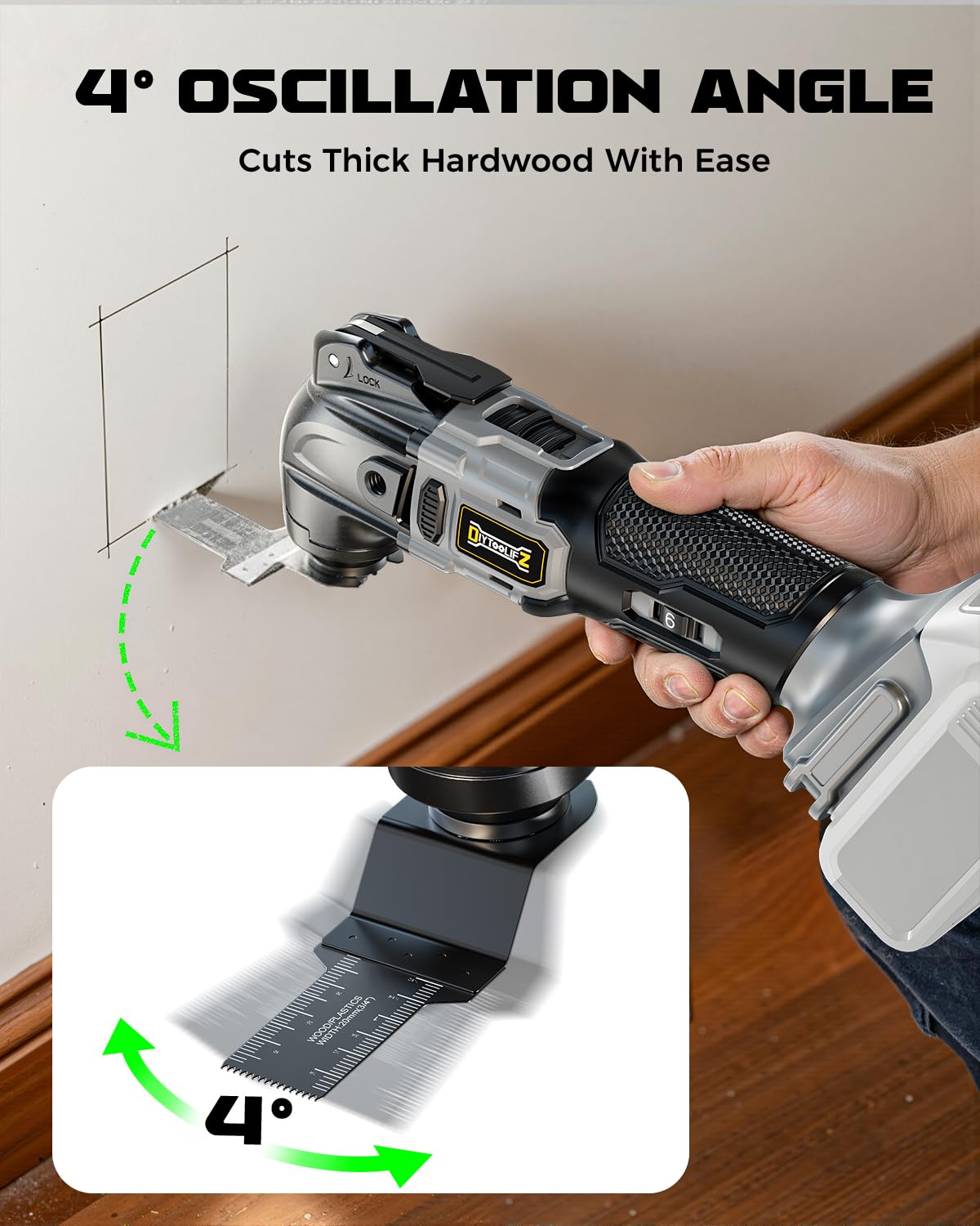 Herramienta oscilante inalámbrica para batería Dewalt de 20 V, herramienta de motor sin escobillas de 6 velocidades variables, kit de herramientas oscilantes para cortar clavos de madera, yeso, quitar