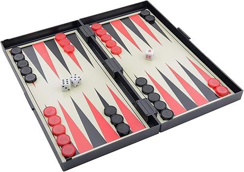 Miniatura 6 de Juego de cartas y backgammon de ajedrez magnético 5 en 1, mini juegos de mesa de tamaño de viaje