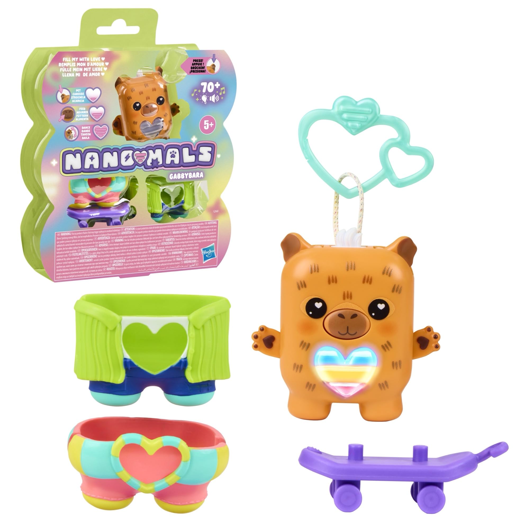 Hasbro Nano-mals Gabbybara the Capybara, Electronic Pet Toy, 70+ Responses, Interactive Fidget Toys for Girls & Boys Ages 5+