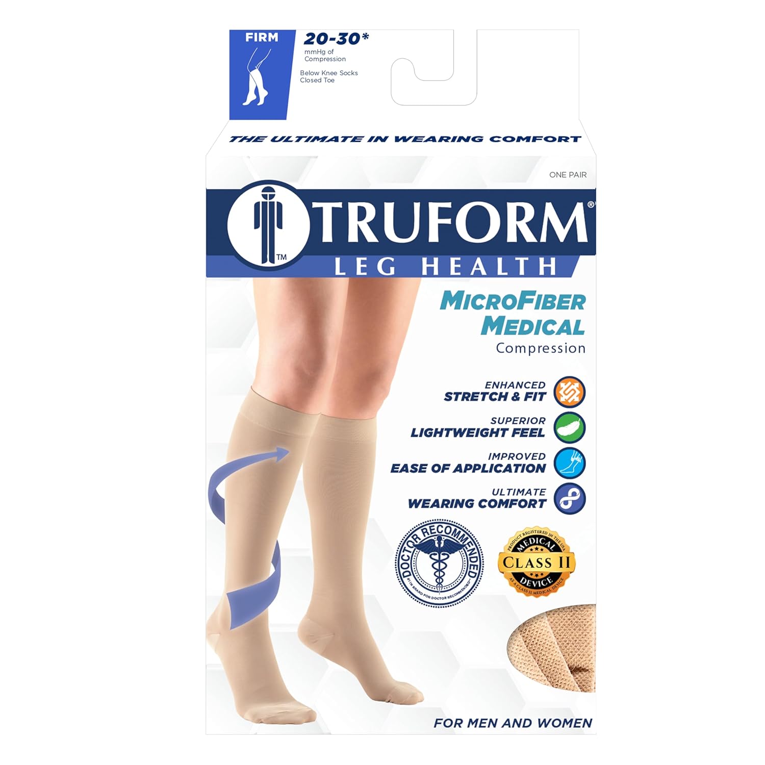 Truform Short Length 20-30 mmHg Compression Stockings for Men and Women, Reduced Length, Closed Toe, Black, Large - Image 4