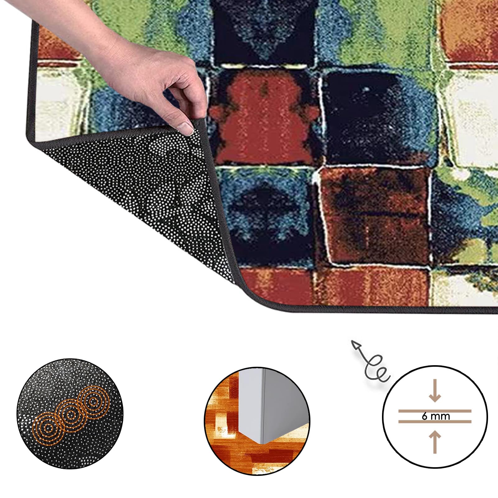 Tapis Cuisine Devant Evier 60 x 140 cm Antidérapant et Lavable Tapis Couloir Long Moderne Motifs Géométriques Tapis d Entree Interieur Tapis de Passage au Metre Tapis de Couloir Salon Chambre
