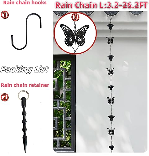 Miniatura 4 de DFTDFYXY Cadena de lluvia para exteriores, cadenas de lluvia de aluminio, acabado de molino, adaptador de canaleta de aluminio, función de agua o