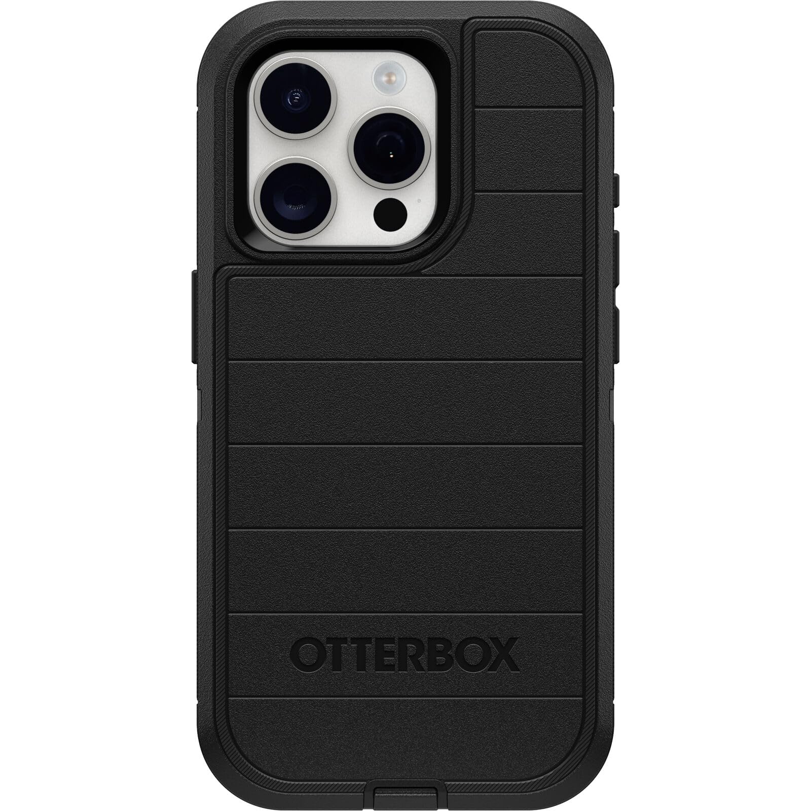 OtterBox Custodia per iPhone 15 Pro (solo) Defender Series Pro, nera, senza schermo, robusta e durevole, con protezione per le porte, include fondina clip cavalletto