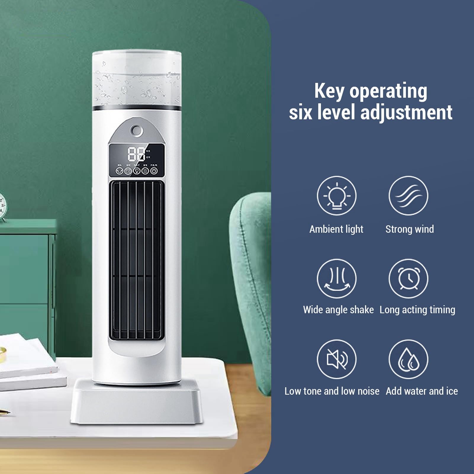 Ventilador de torre de mesa con control remoto, sin aspas, USB, silencioso, enfriador de aire, acondicionador, humidificador, 4 en 1, multifunción, para oficina, dormitorio,