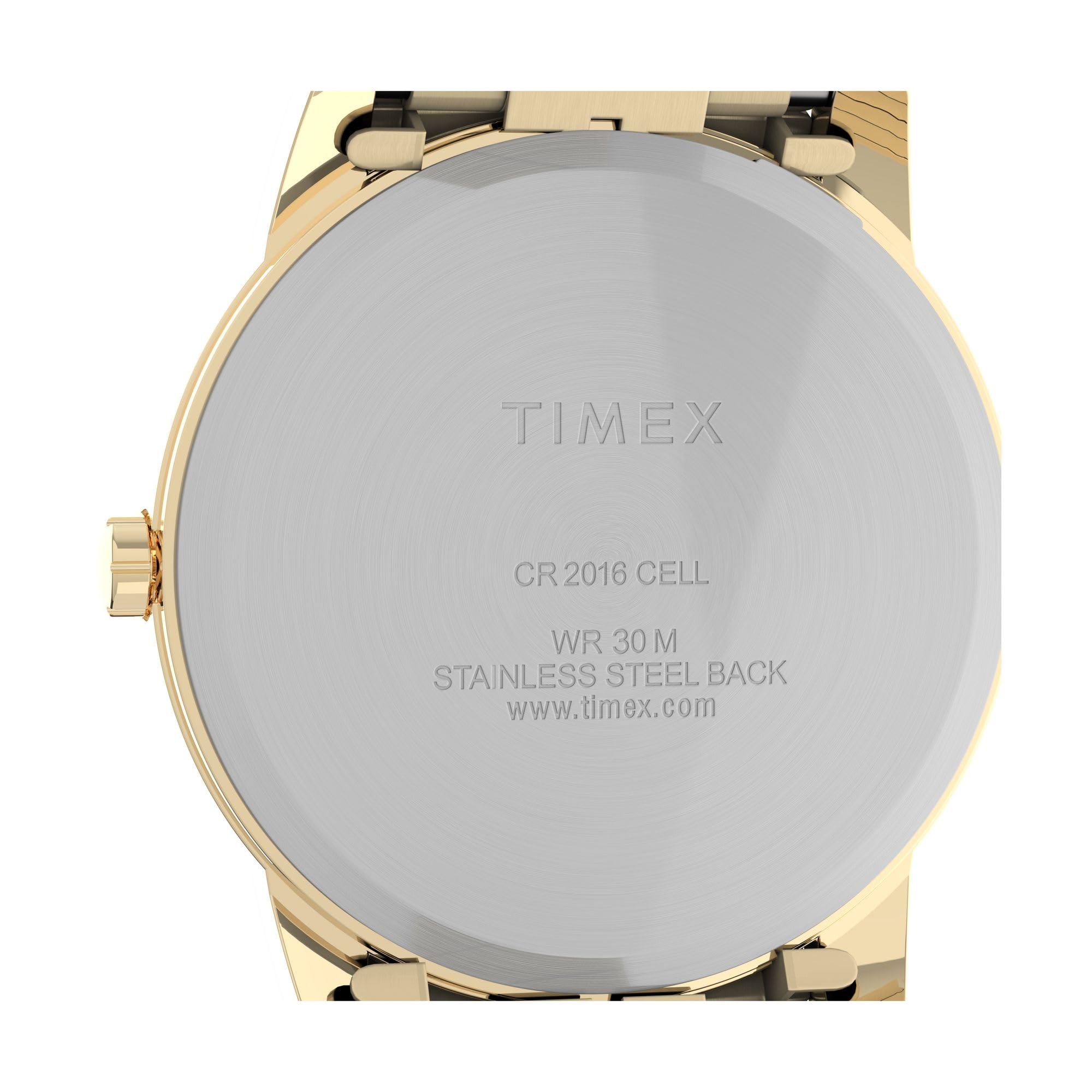 Timex Orologio da uomo in pelle marrone Easy Reader, bianco/oro., Bracciale