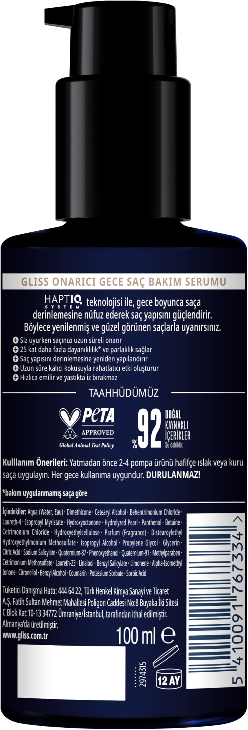 Gliss Kur Night Elixir Aqua Revive Leczenie Maska do włosów, 100ml