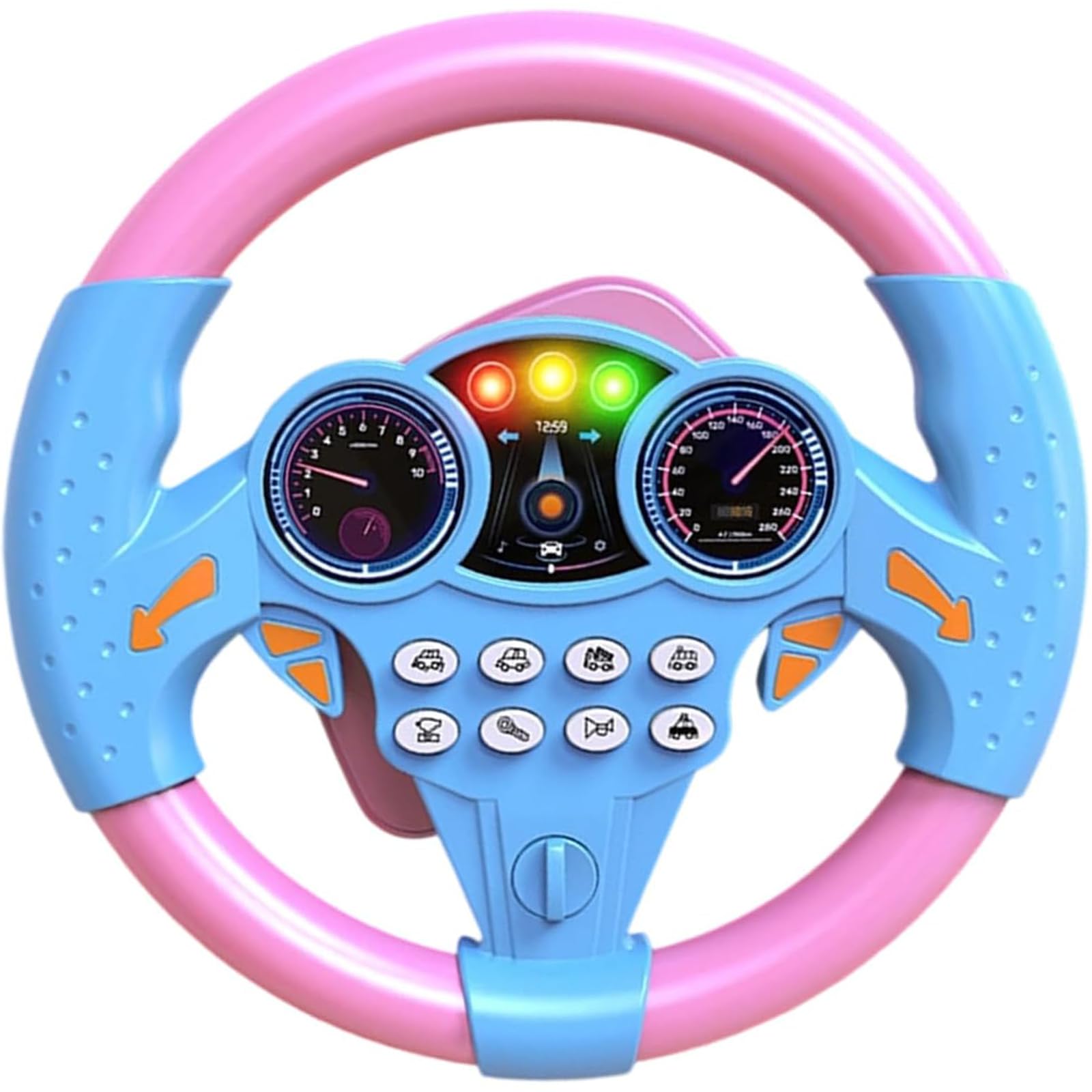 Toy Steering Wheel, Pretend Driving Seat, Simulated Portable Driving Controller Car, Early Education Pretend Games (Powder Blue)