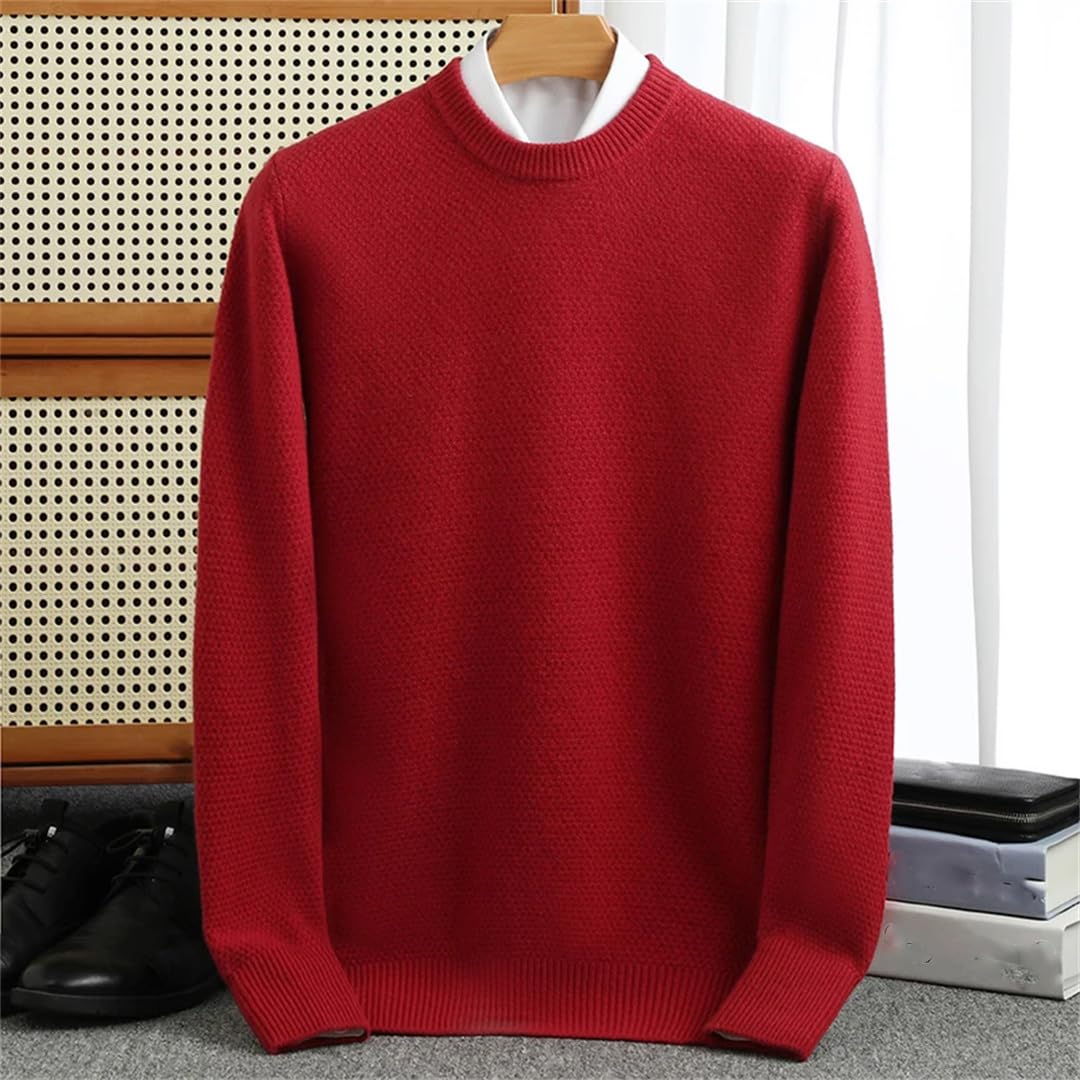 Maglione da uomo in lana con scollo rotondo imbottito a maglia maglione a maniche lunghe