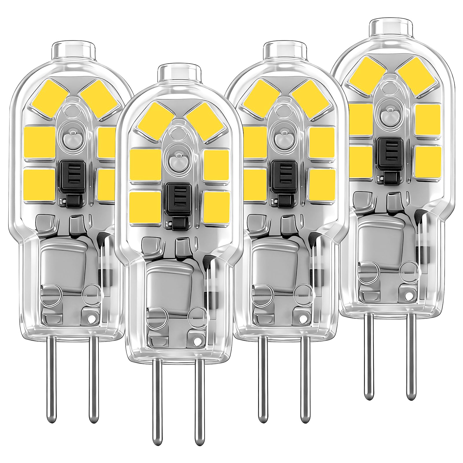 Bonping G4 LED Bulb 12V Cool White 6000K - 1.8W 20W Halogen Equivalent - Ultra Compact G4 Bi-Pin Capsule for Extractor Hood RV Boat Puck Light - 4 Pack