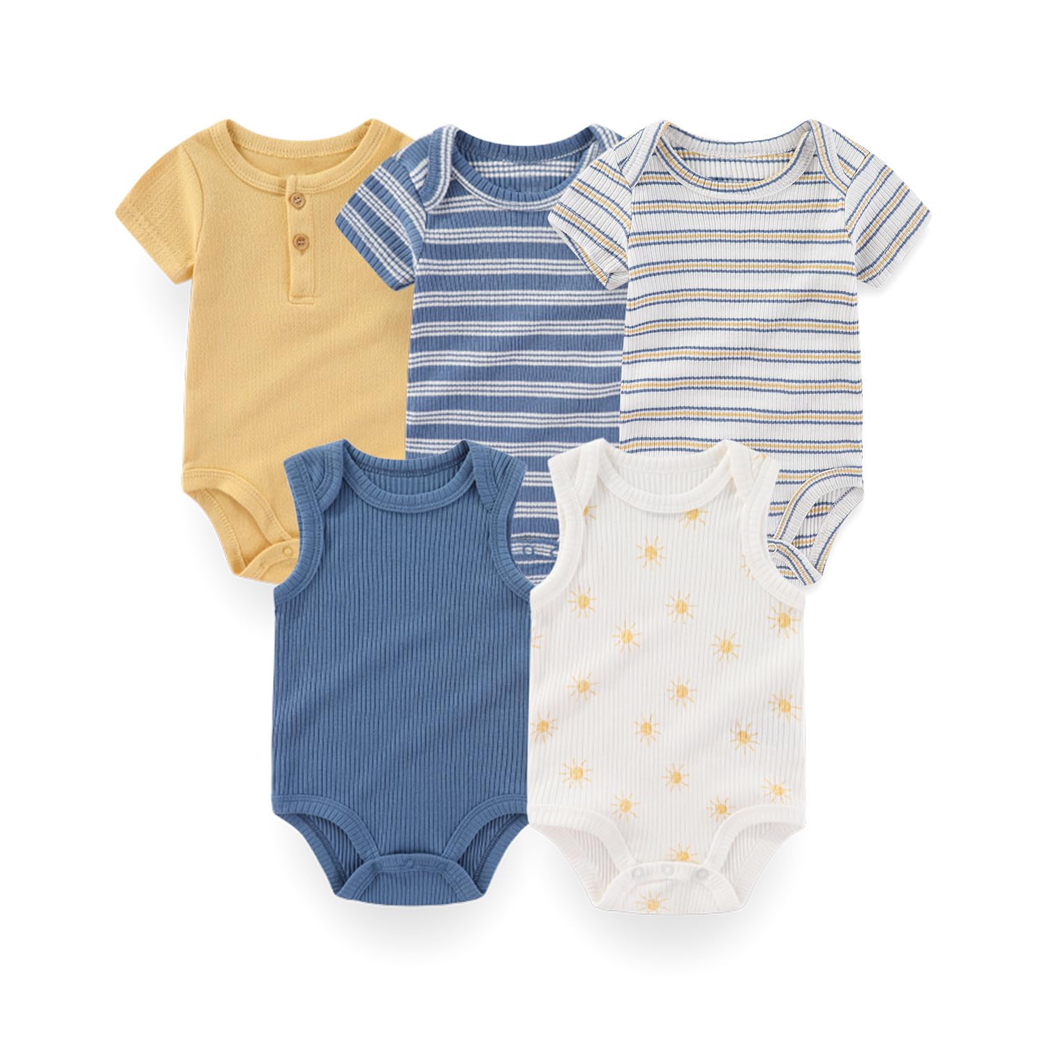 Newborn Baby Short Sleeve Bodysuits Cotton One-Piece Baby Boy Girl Clothes 5-Pack