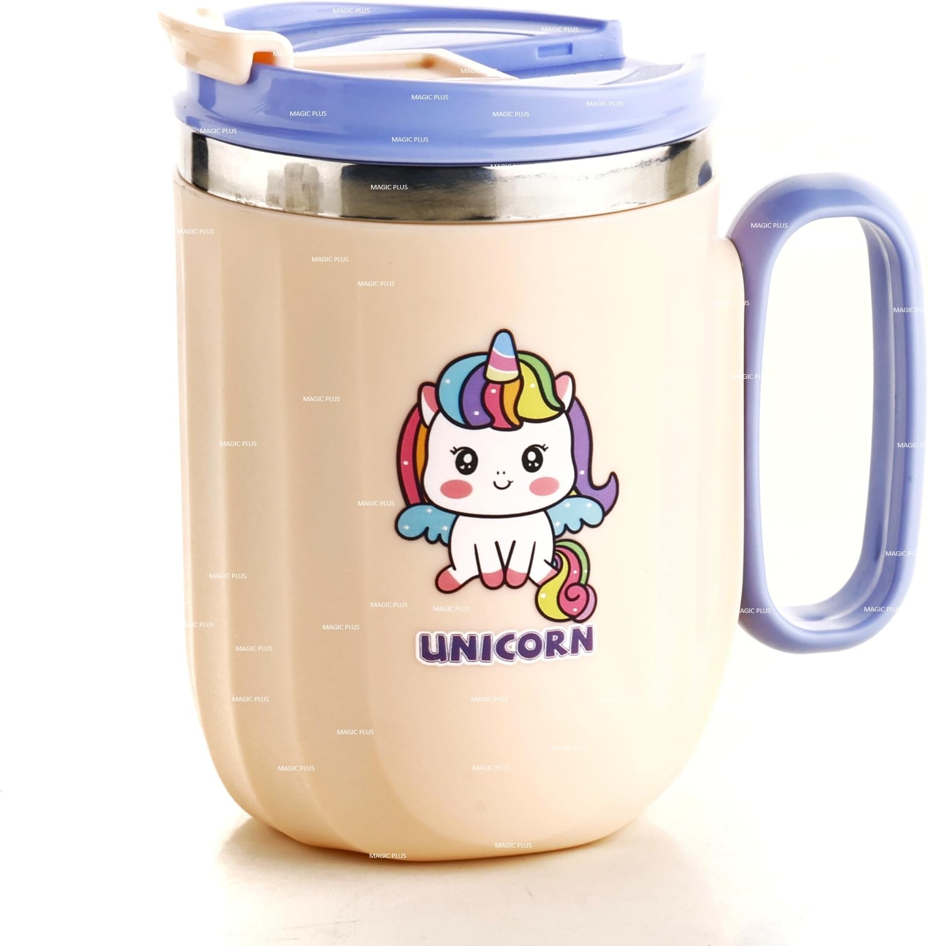 MAGIC PLUS Milk Mug for Kids - Birthday Gift for Sister Brothers Kids, Spill Proof Double Insulated Stainless Steel, Keeps Drinks Hot or Cold, 400ml, Pack of 1 (Pink)