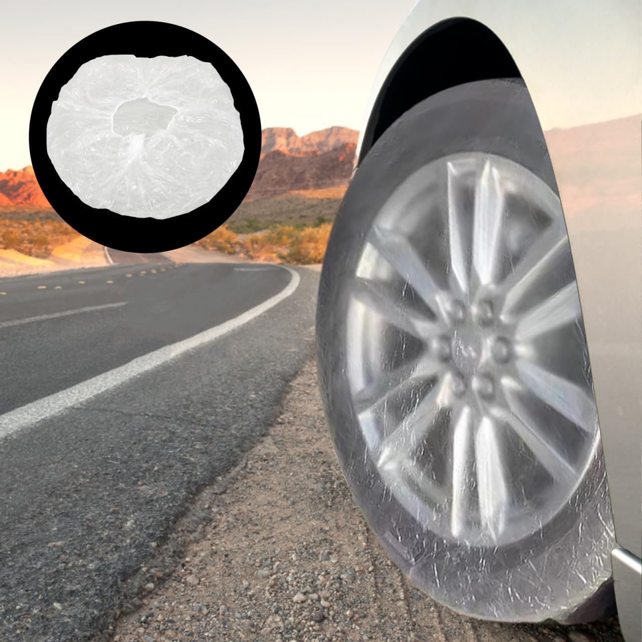 Universal Disposable Tire Covers Clear Plastic Wheel Tire Protectors for Cars Trucks Trailers Elastic Dustproof Repair Sleeves 19.68X19.68In 10-Pack