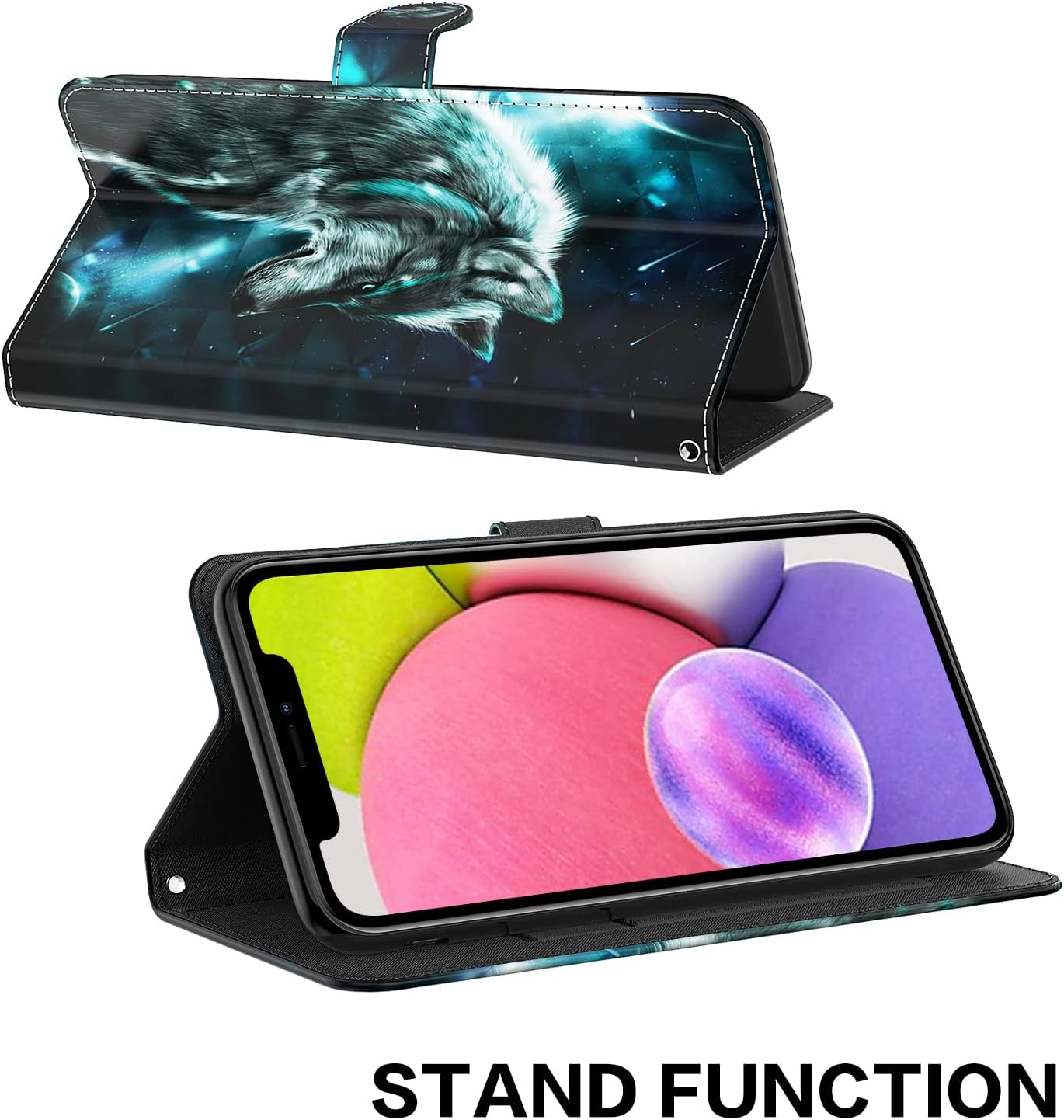 Case for Samsung Galaxy S25 Ultra,Samsung Galaxy S25 Ultra Case Wallet,Flip Folio PU Leather Protective Cover with Card Holder for Galaxy S25 Ultra 5G - Wolf - Image 5