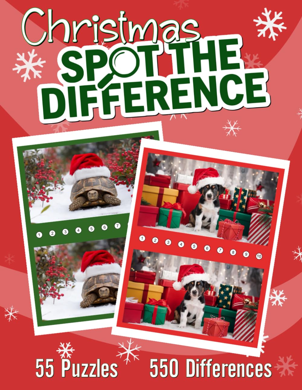 Christmas Spot the Difference Book for Adults: 55 Picture Puzzles with 550 Differences to Find