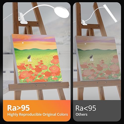 Miniatura 5 de Luz de lectura con control remoto, lámpara de escritorio LED con clip temporizador de 1 hora y luz nocturna RA95 regulable cuello de cisne flexible,