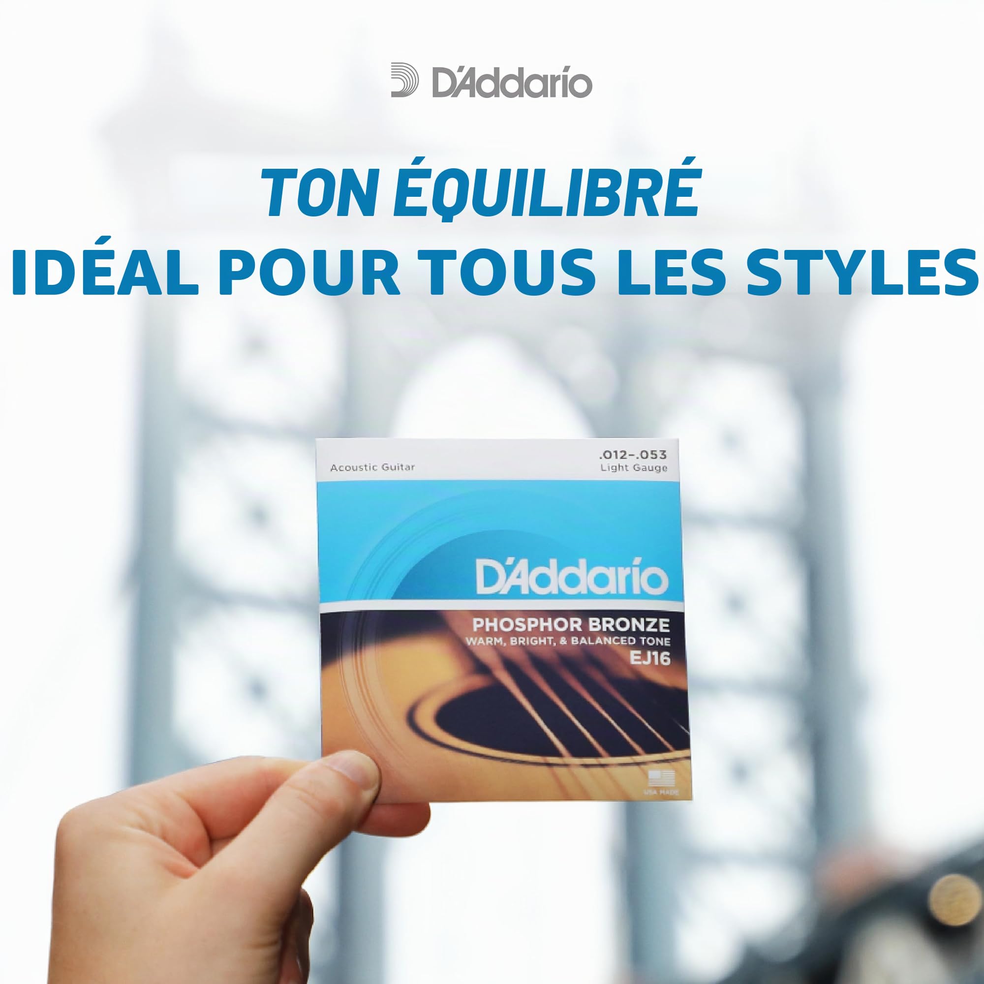 D'Addario EJ73 Lot de 3 jeux de cordes pour mandoline Bronze phosphoreux clair 10-38