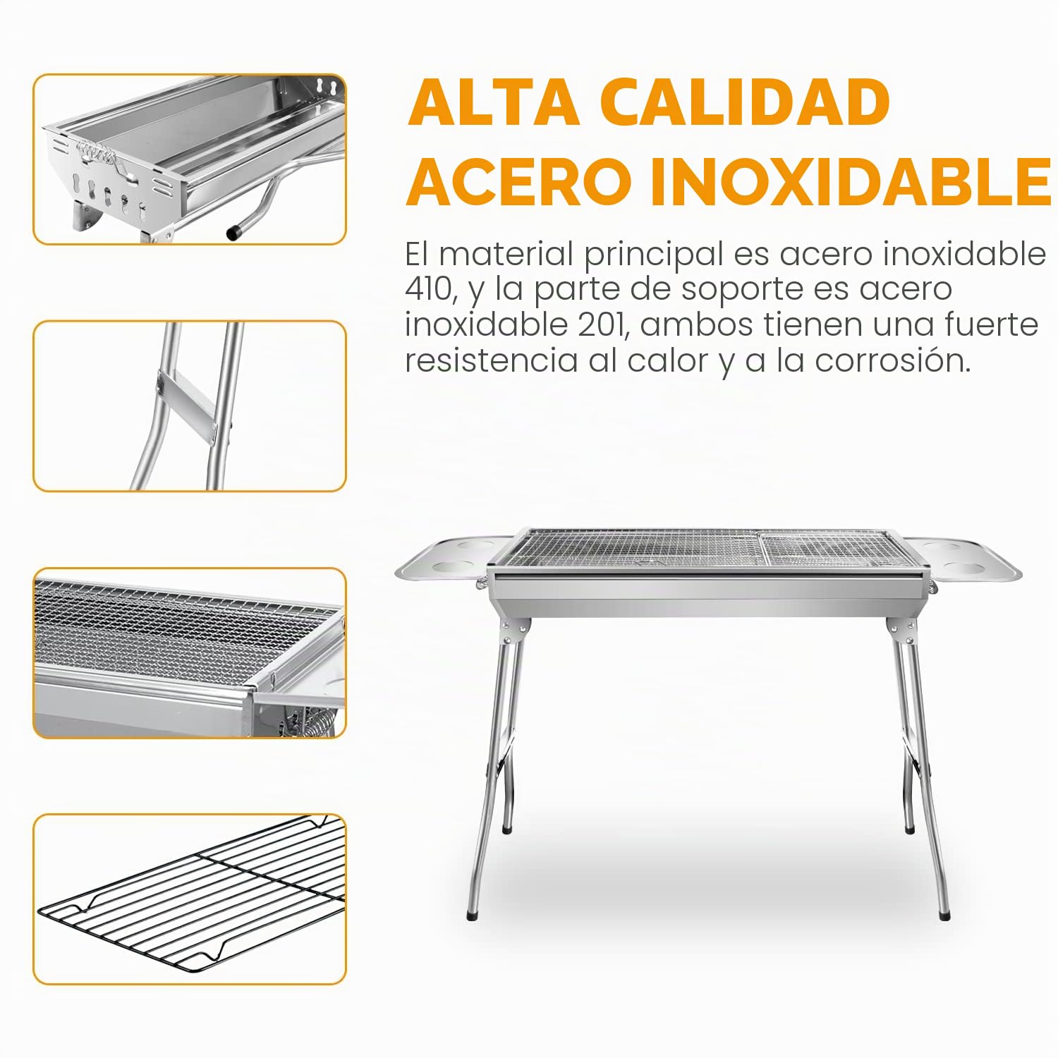 Set de parrilla para carbón vegetal SunJas que incluye ventilador, pinzas de barbacoa, tenedor, espátula para barbacoa y 12 pinchos para brochetas, barbacoa de mesa plegable para viaje