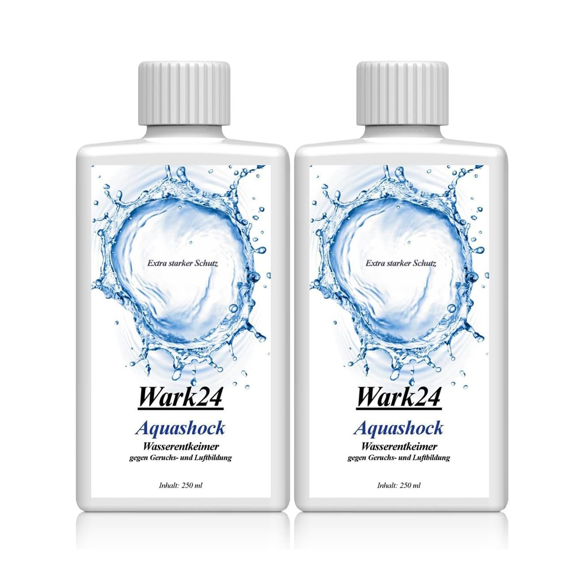Aquashock Wasserentkeimer 2 x 250 ml, für saubere Wasserbetten ohne Bakterien, bekämpft Geruch & Luftblasen, einfache Anwendung und zuverlässige Pflege
