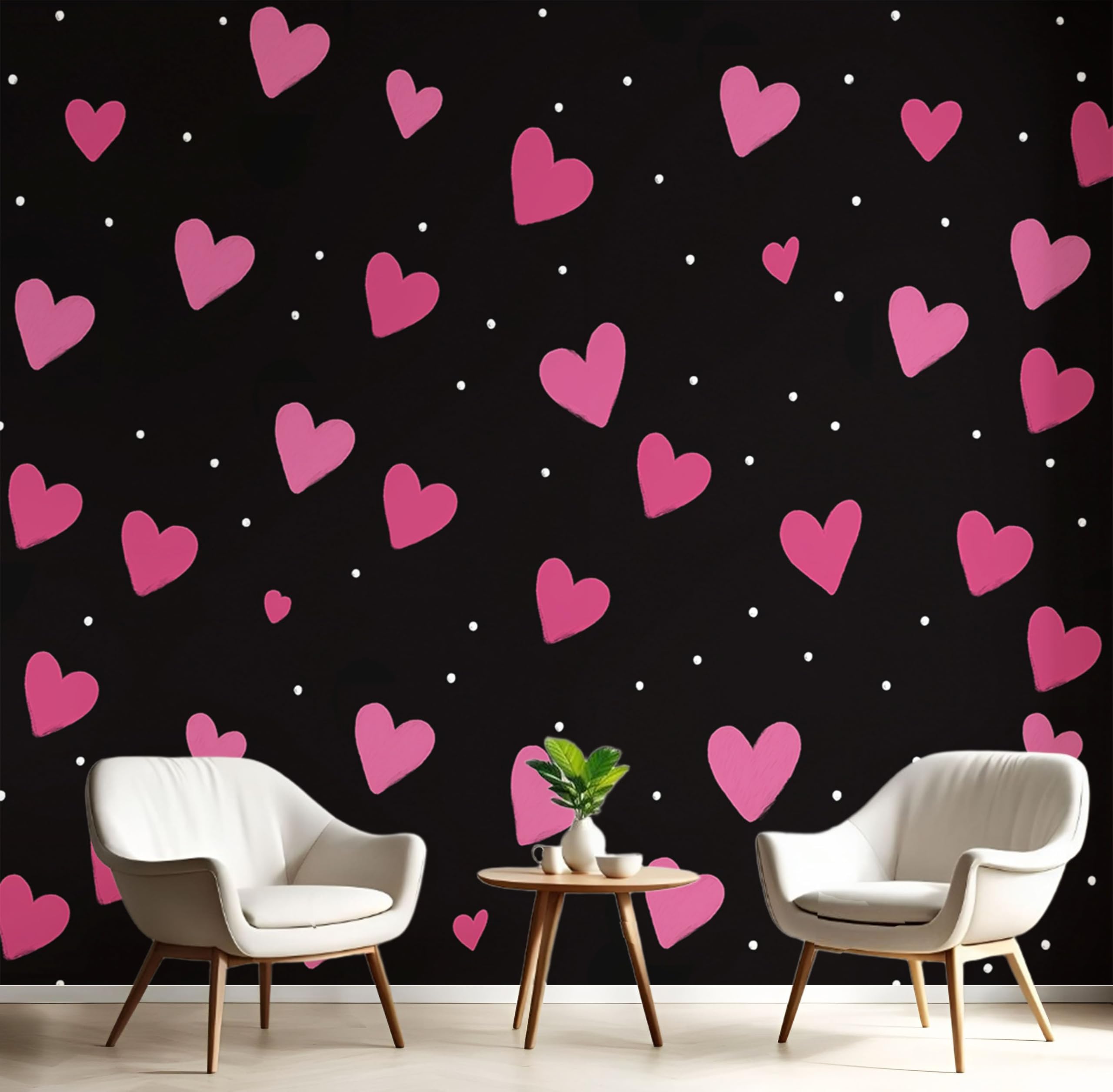 Papier Peint Cœur À Pois panoramique grand format 400x280cm pour mur TV