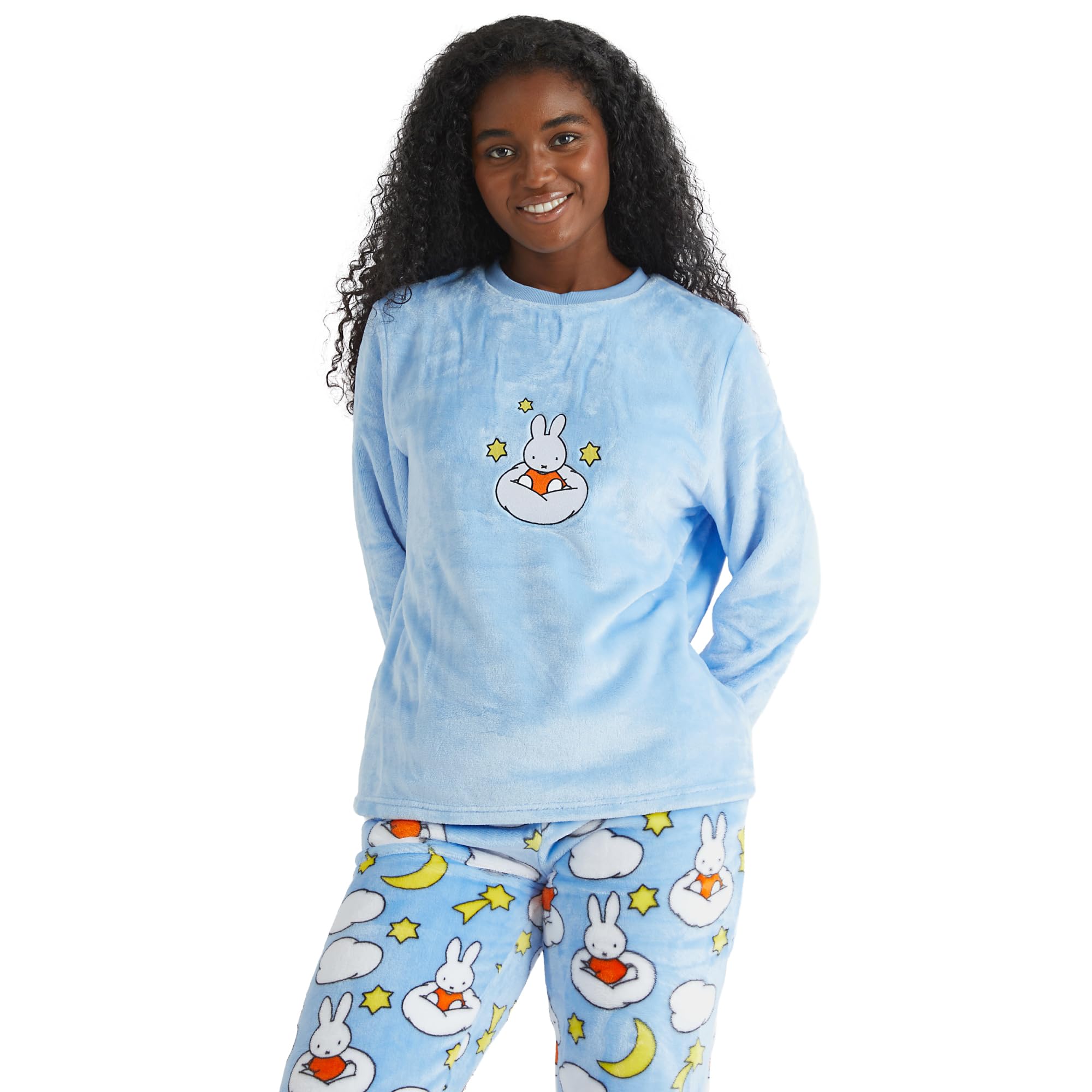 Skinnydip Miffy Women’s Fleece Pyjama Set – Cosy Soft Pajamas and Loungewear Set with Miffy Print, Comfortable Sleepwear for Women, Large Multicolour