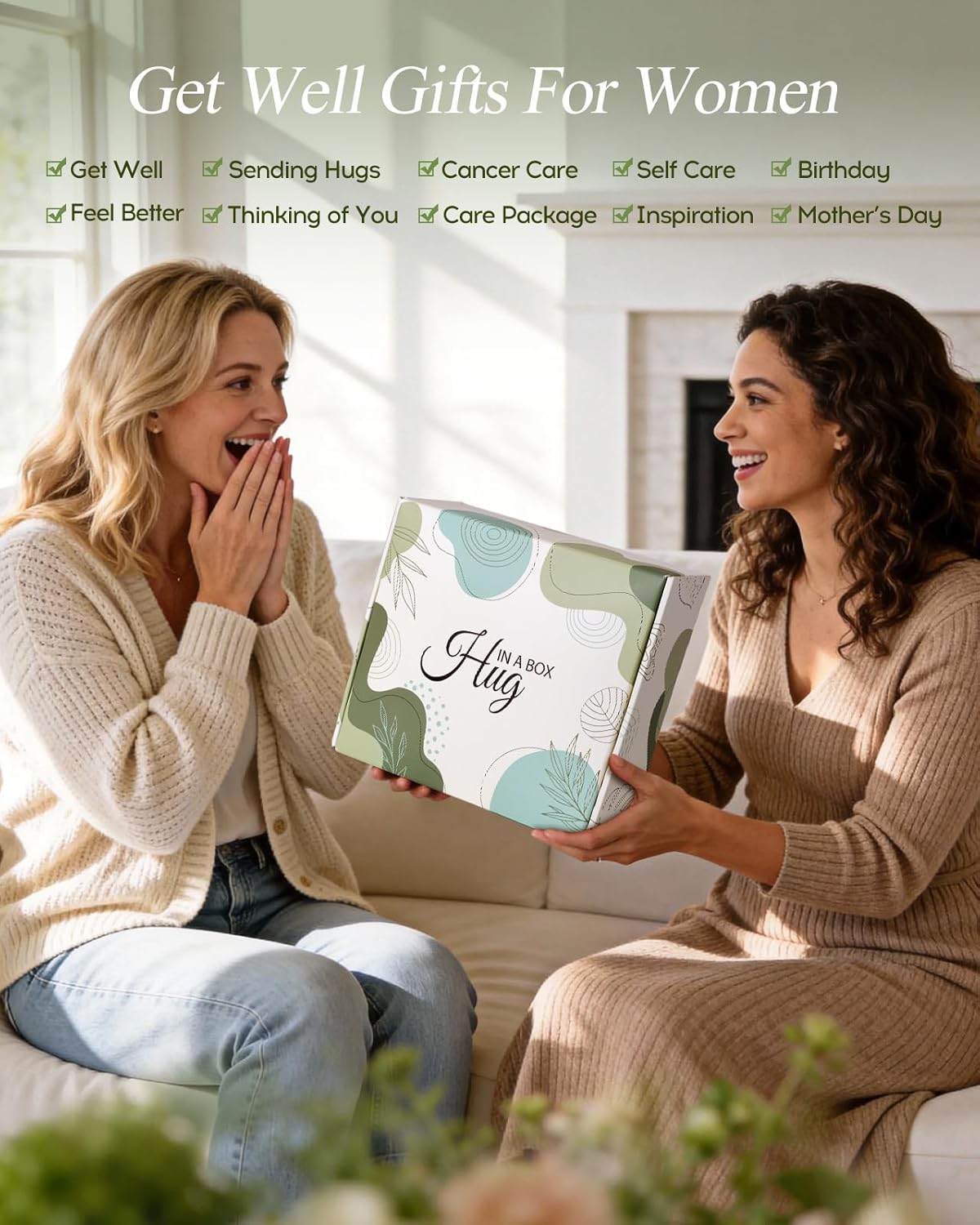Coralogo Get Well Soon Gift Baskets for Women - Hug In a Box with Blanket, Thoughtful Self Care Gifts for Get Well Sympathy Relaxation Birthday Thinking of You, Spa Baskets For Women